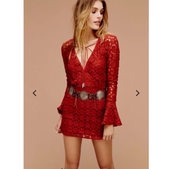 🎊 HP🎉 Free People Back to Back Rust Crotchet Mini Dress - Picture 3 of 10